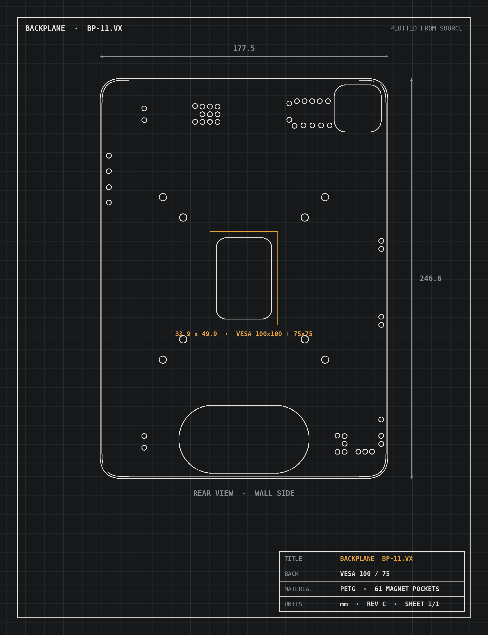 Plan drawing of the BP-11.VX plate
