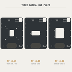 The three backs compared — VESA 100/75, single-gang, double-gang low-voltage